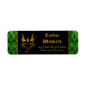 Groene draak schaalt gouden faux glitter etiket (Voorkant)