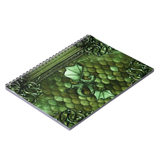 groene draak schaalt het oude toomboek notitieboek (Linkerzijde)