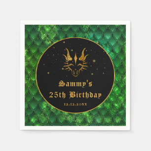 Groene Draak Schubben Goud Nep Glitters Verjaardag Servet