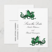 Groene draak sparen het Briefkaart van de Datum (Voorkant / Achterkant)
