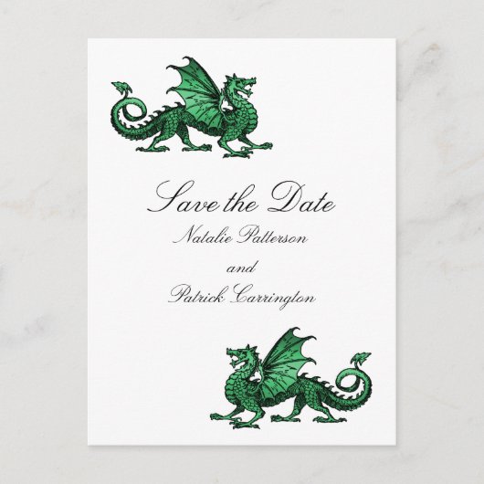 Groene draak sparen het Briefkaart van de Datum (Voorkant)