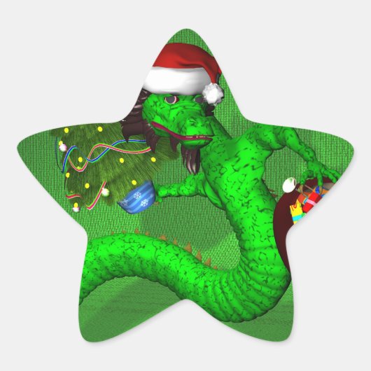 Groene Draak Ster Sticker (Voorkant)