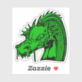 Groene draak sticker (Vel)