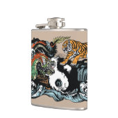 Groene draak tegen tijger heupfles (Links)