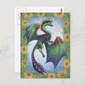 Groene draak van de Natuur Fantasy Art Briefkaart (Voorkant / Achterkant)