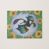 Groene draak van de Natuur Fantasy Art Legpuzzel (Horizontaal)