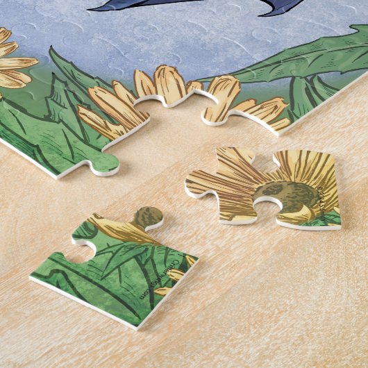 Groene draak van de Natuur Fantasy Art Legpuzzel (Zijkant)