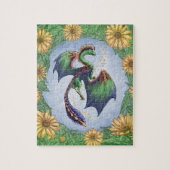 Groene draak van de Natuur Fantasy Art Legpuzzel (Verticaal)