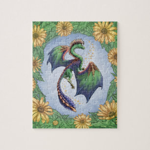 Groene draak van de Natuur Fantasy Art Legpuzzel