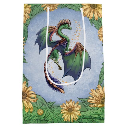 Groene draak van de Natuur Fantasy Art Medium Cadeauzakje (Achterkant)