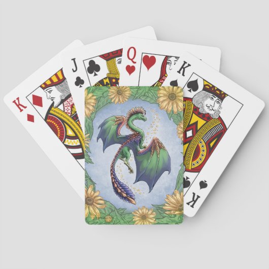 Groene draak van de Natuur Fantasy Art Pokerkaarten (Achterkant)