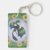 Groene draak van de Natuur Fantasy Art Sleutelhanger (achterkant)