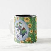 Groene draak van de Natuur Fantasy Art Tweekleurige Koffiemok (Voorkant links)