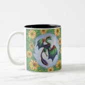 Groene draak van de Natuur Fantasy Art Tweekleurige Koffiemok (Links)
