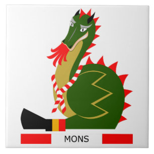 Groene Draak van de stad Mons, België Tegeltje
