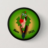 Groene draak van Doudou Ducasse Ronde Button 5,7 Cm (Voorkant)