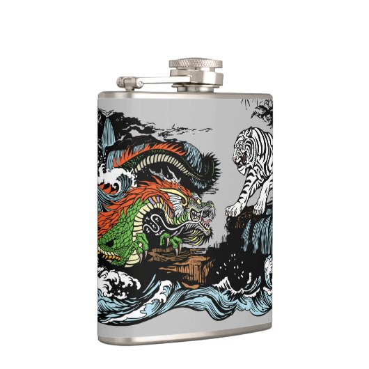 Groene draak versus witte tijger heupfles (Rechts)