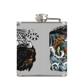 Groene draak versus witte tijger heupfles (Achterkant)