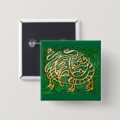 Groene draak vierkante button 5,1 cm (Voorkant /achterkant)