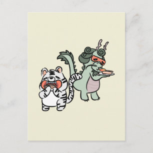 Groene draak witte tijger briefkaart