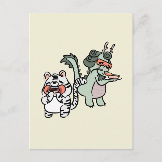 Groene draak witte tijger briefkaart (Voorkant)