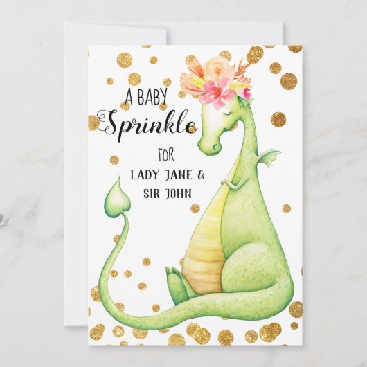 *~* Groene Dragon Baby Girl Sprinkle Invitation Kaart (Voorkant)
