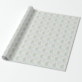 Groene Dragon Baby Pastel Waterverf Patroon Cadeaupapier