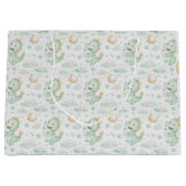 Groene Dragon Baby Pastel Waterverf Patroon Groot Cadeauzakje (Voorkant)