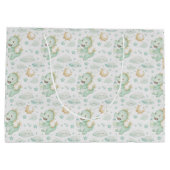 Groene Dragon Baby Pastel Waterverf Patroon Groot Cadeauzakje (Achterkant)