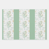 Groene Dragon Baby Pastel Waterverf Patroon Inpakpapier Vel (Voorkant 3)