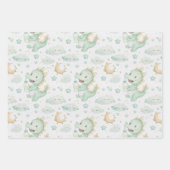 Groene Dragon Baby Pastel Waterverf Patroon Inpakpapier Vel (Voorkant)