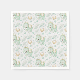 Groene Dragon Baby Pastel Waterverf Patroon Servet