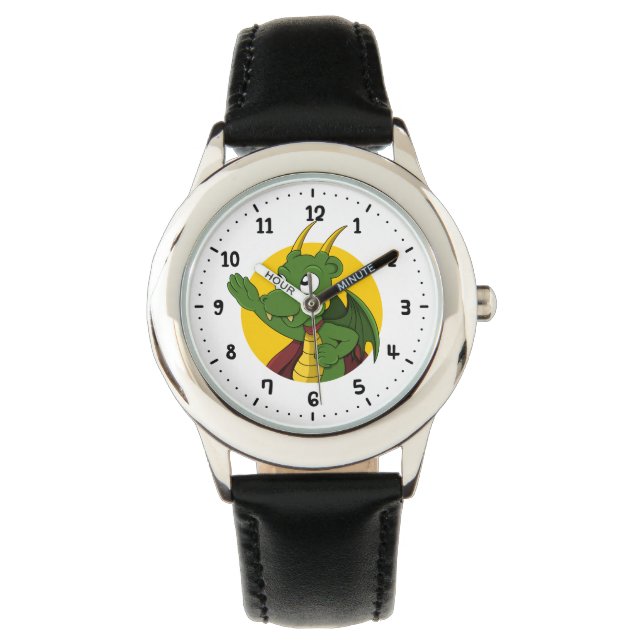 Groene dragon cartoon watch horloge (Voorkant)