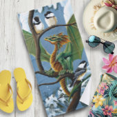 Groene Dragon Chickadees Winter Badhanddoek