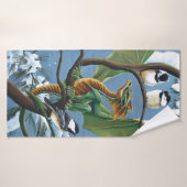 Groene Dragon Chickadees Winter Badhanddoek (Badhanddoek)