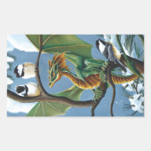Groene Dragon Chickadees Winter Rechthoekige Sticker (Voorkant)