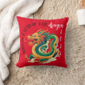 groene Dragon geboorte start rood Chinees Jaar Kussen (Deken)