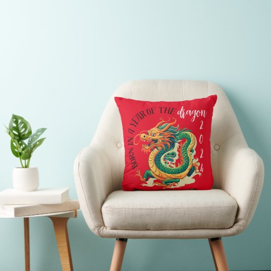 groene Dragon geboorte start rood Chinees Jaar Kussen (Stoel)