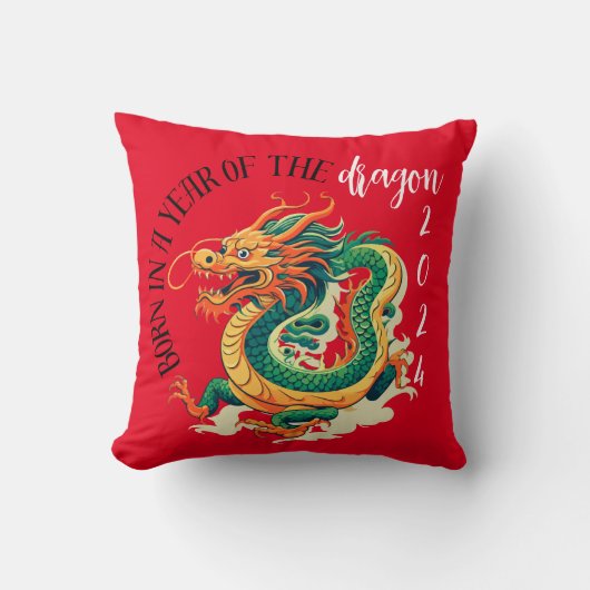 groene Dragon geboorte start rood Chinees Jaar Kussen (Voorkant)