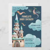 Groene Dragon kasteel baby shower Kaart (Voorkant)