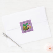 Groene Dragon Pastry Chef Bookplate Vierkante Sticker (Envelop)