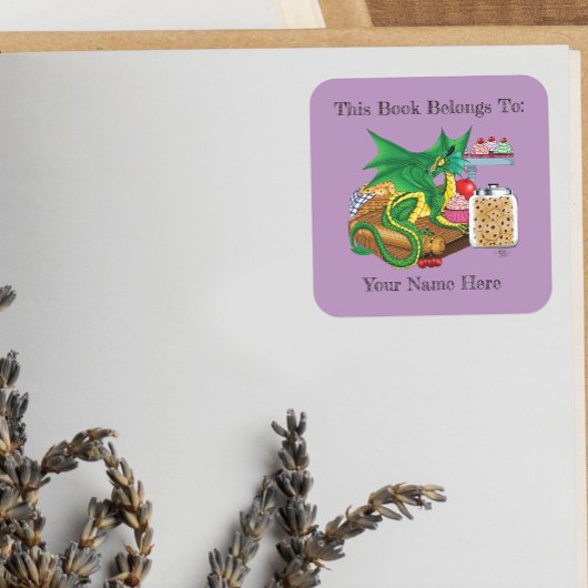 Groene Dragon Pastry Chef Bookplate Vierkante Sticker