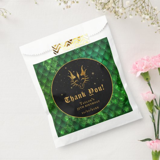 Groene Dragon Schalen Gouden Verjaardag Dank u Bedankzakje (Gezegeld)