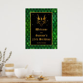 Groene Dragon Schalen Gouden Verjaardagsfeestje We Poster (Keuken)