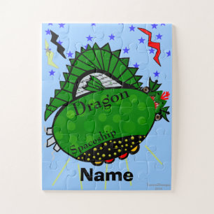 Groene Dragon Spaceship Lightning Bolts Legpuzzel