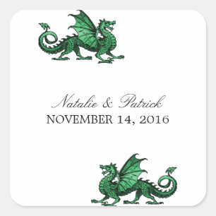 Groene Dragon Wedding Stickers