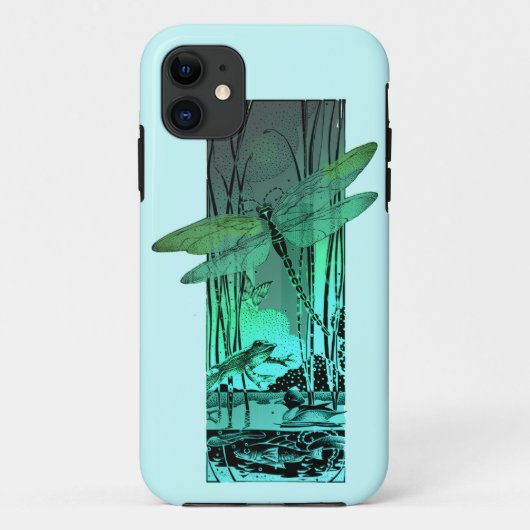 Groene Dragonfly en kikker in de Pond Case-Mate iPhone Case (Achterkant)