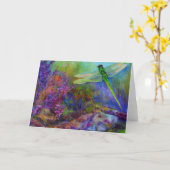Groene Dragonfly Flower Garden Art Kaart (Gele Bloem)