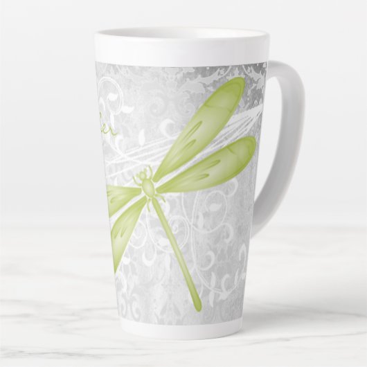 Groene Dragonfly persoonlijke latte Mok (Rechterhoek)