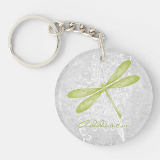 Groene Dragonfly persoonlijke Sleutelhanger (Voorkant)